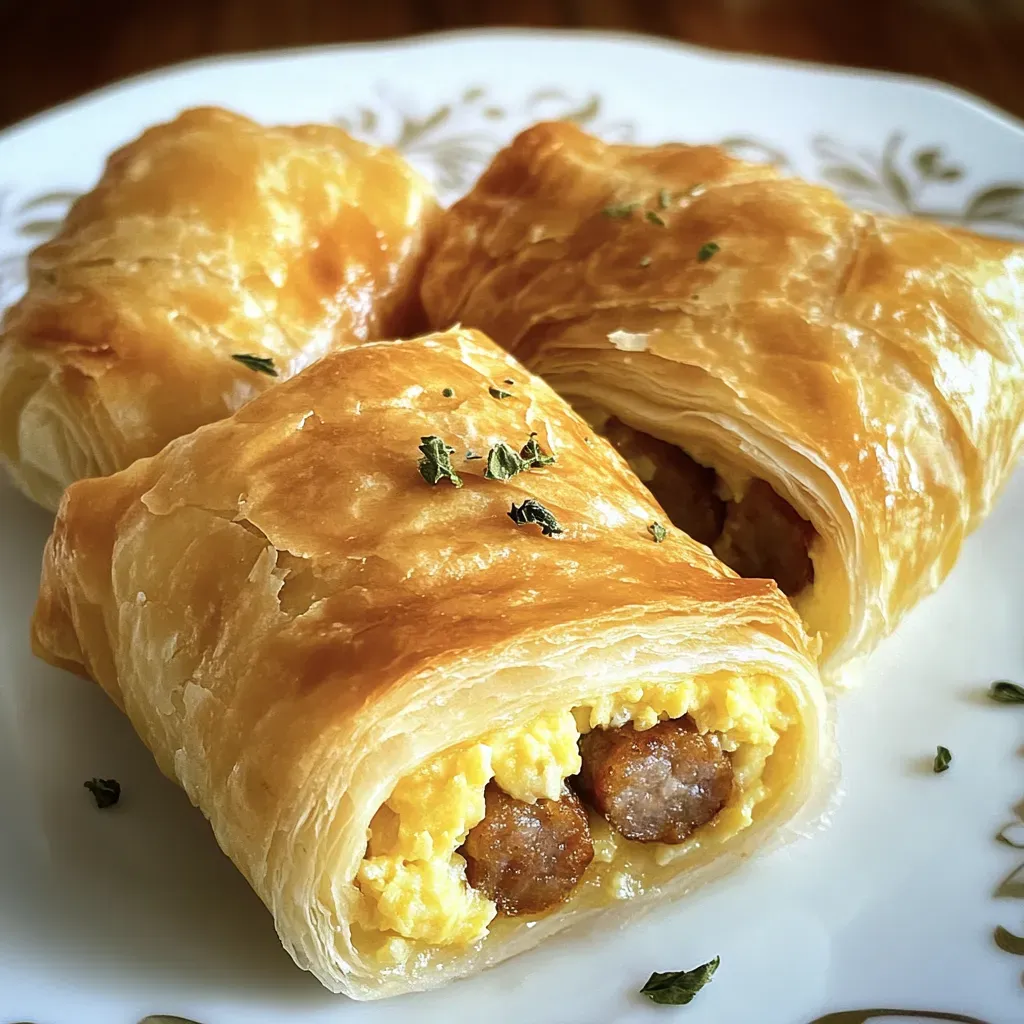 A plate of food with a sausage wrapped in pastry.